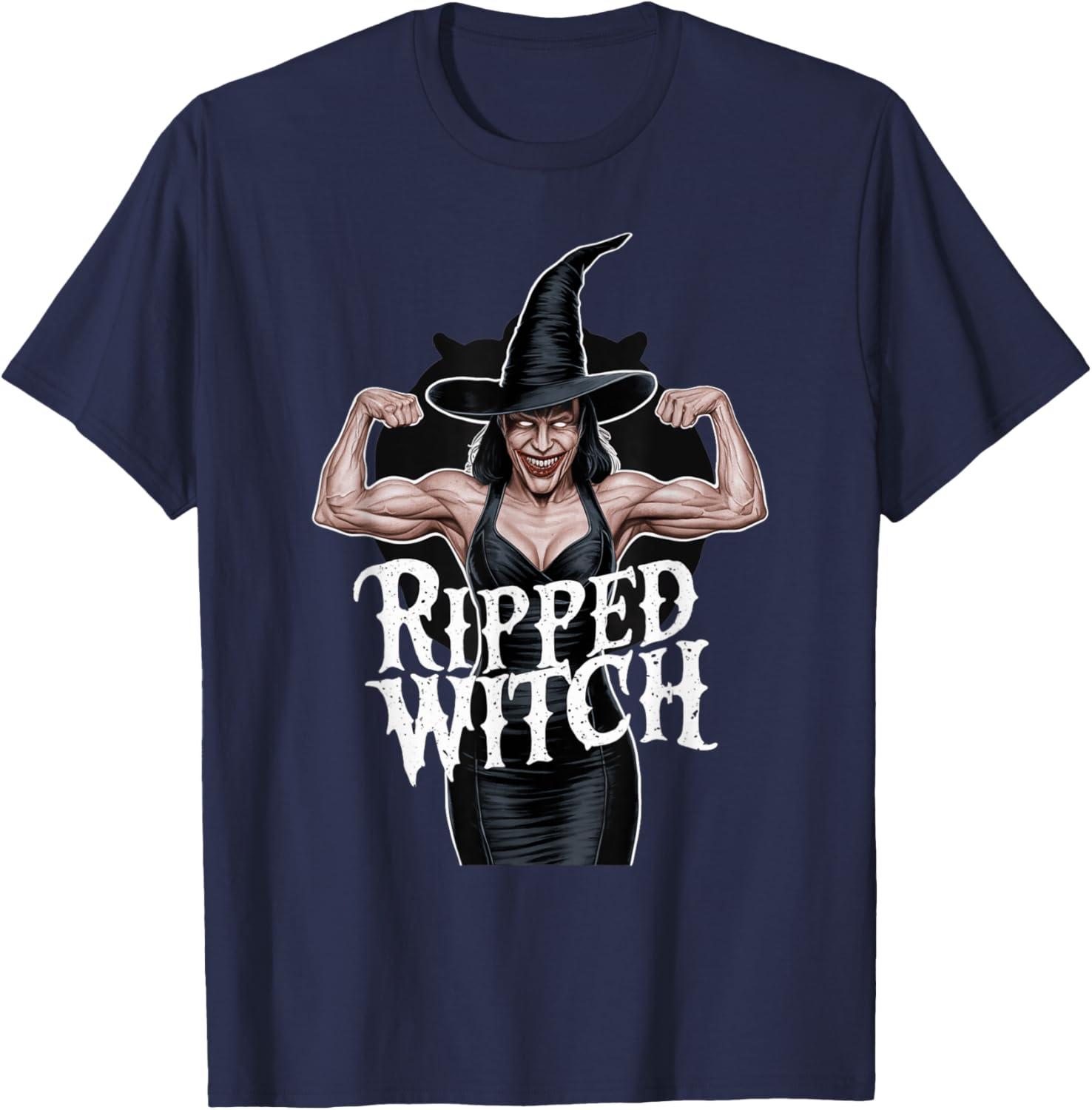 Ripped Witch Muscular Halloween Gym Bodybuilder Costume T-Shirt - T-Shirt | Navy