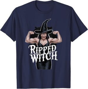 Ripped Witch Muscular Halloween Gym Bodybuilder Costume T-Shirt - T-Shirt | Navy