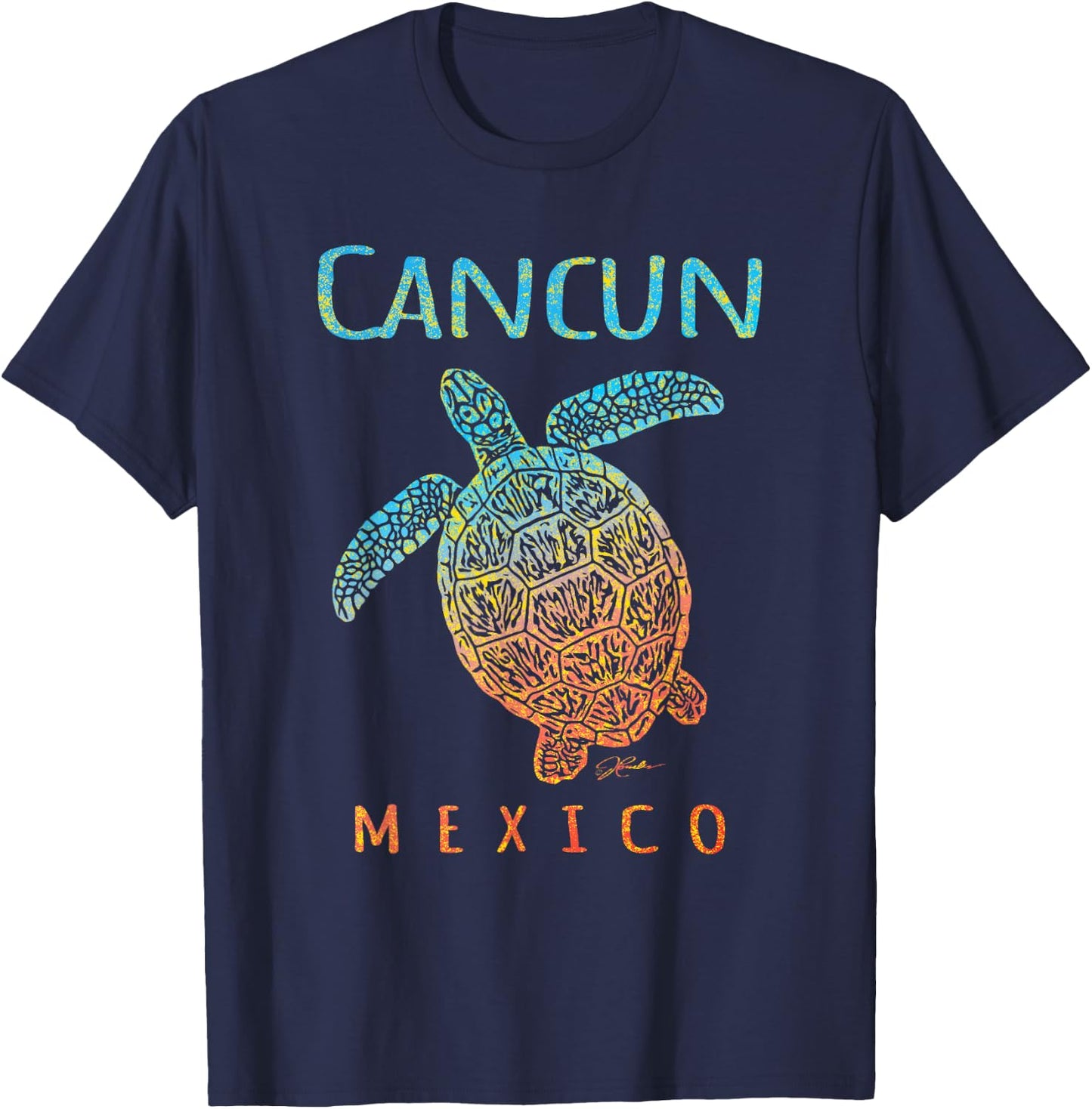 JCombs: Cancun, Mexico, Sea Turtle, Beach T-Shirt - T-Shirt | Navy
