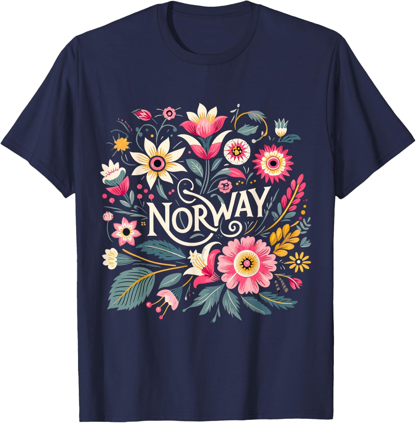 Norway Flowers Norwegian T-Shirt - T-Shirt | Navy