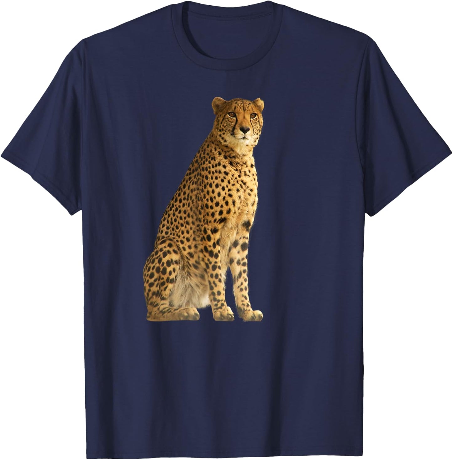 Cheetah Predatory Cat Africa Cat Wild Illustration Women Kids T-Shirt - T-Shirt | Navy