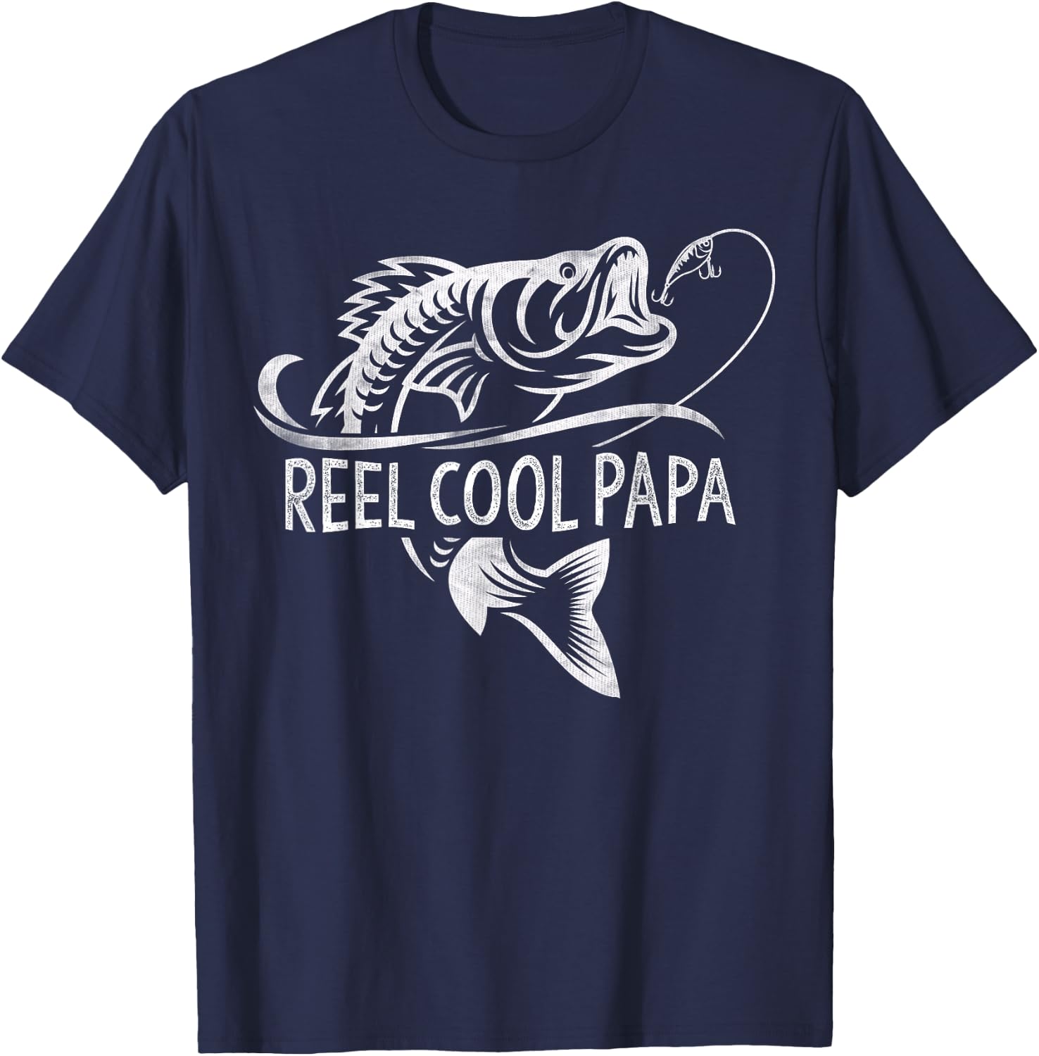 Reel Cool Papa Fishing Dad Gifts Father's Day Fisherman Fish T-Shirt - T-Shirt | Navy