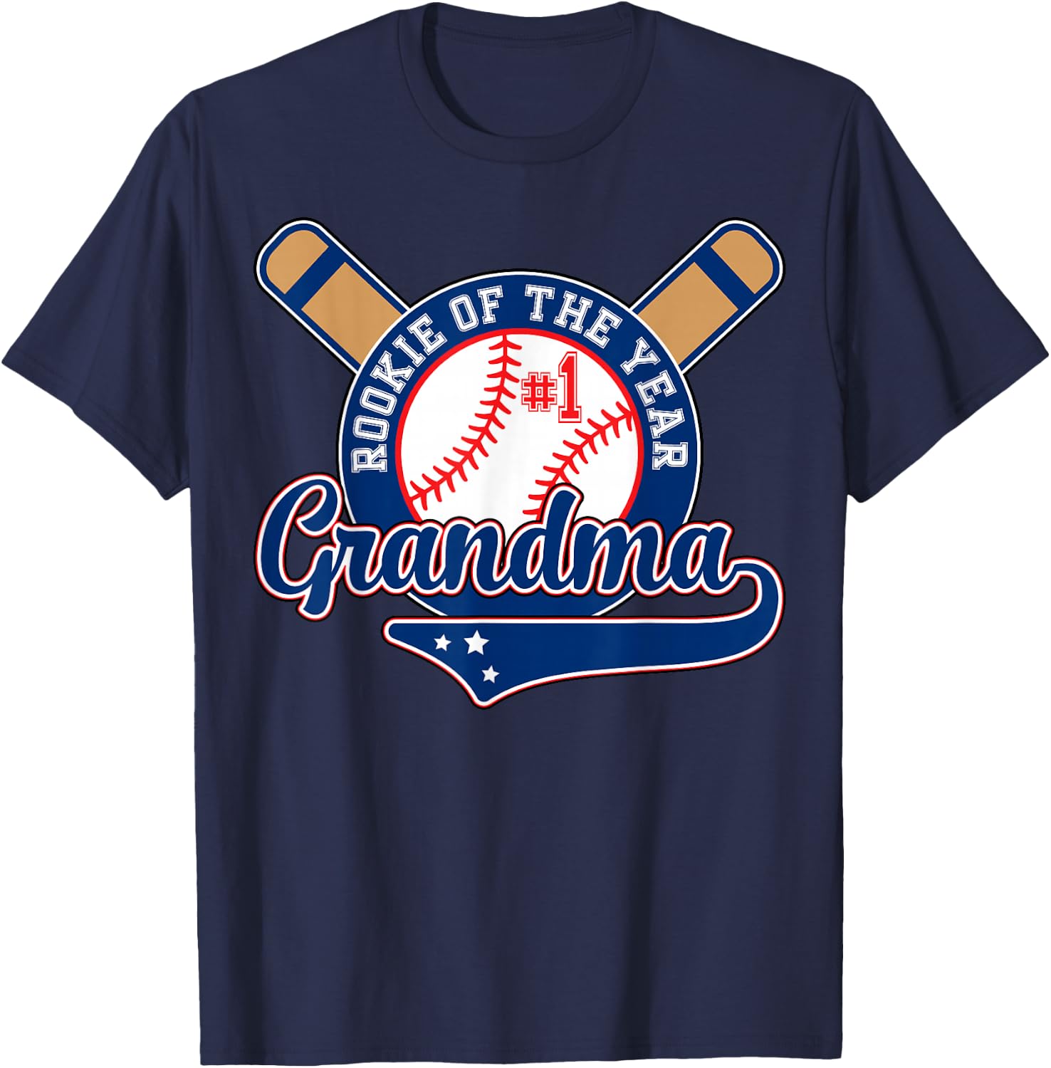 Grandma Rookie of Year 1st Birthday Baseball Theme Matching T-Shirt - T-Shirt | Navy