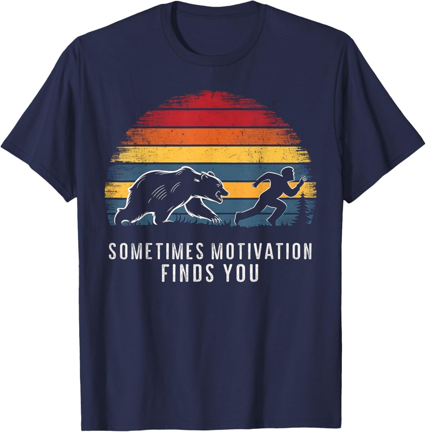 Running Motivation Bear Chasing Runner Funny Runner Design T-Shirt - T-Shirt | Navy