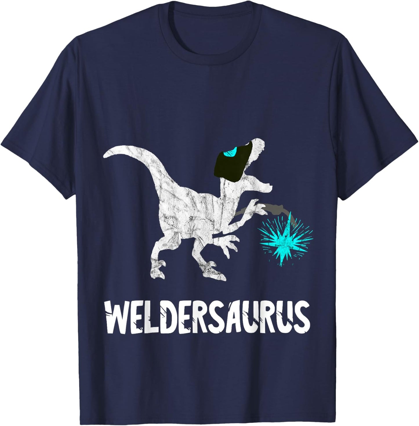 Welder Dinosaurs Funny Mig Welding Dino Steel Worker T-Rex T-Shirt - T-Shirt | Navy