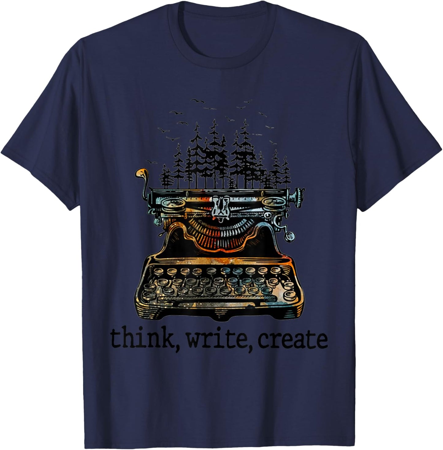 Think Write Create Writer Forest T-Shirt - T-Shirt | Navy