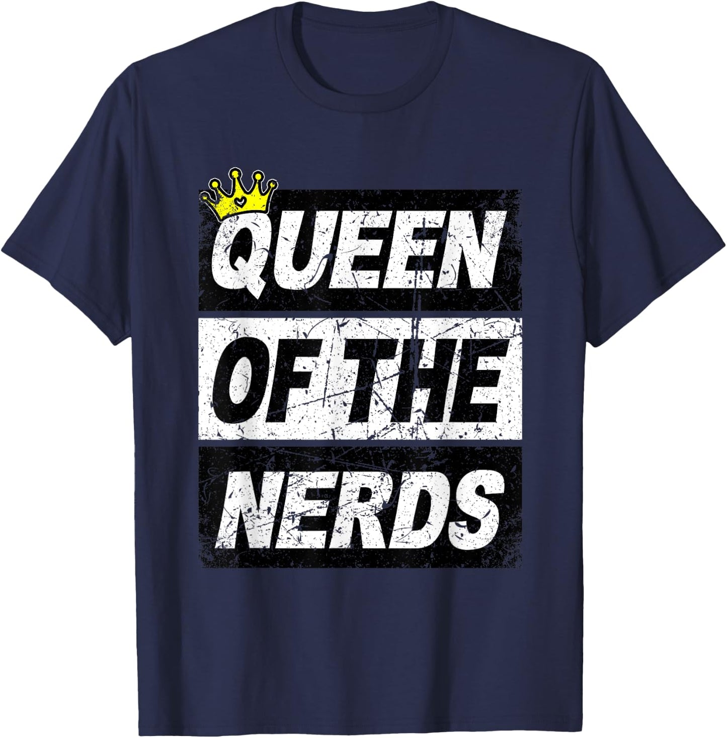 Retro Queen of the Nerds Shirt Funny Geek Women Kids T-Shirt - T-Shirt | Navy
