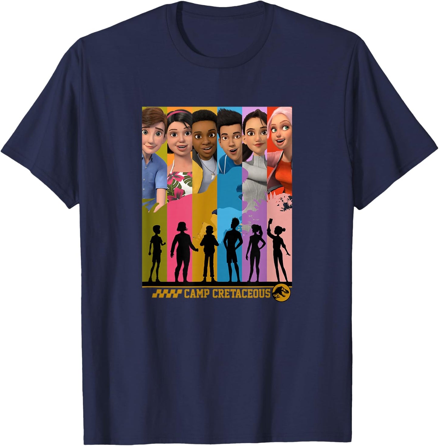 Jurassic World: Camp Cretaceous Group Shot Panels Small T-Shirt - T-Shirt | Navy