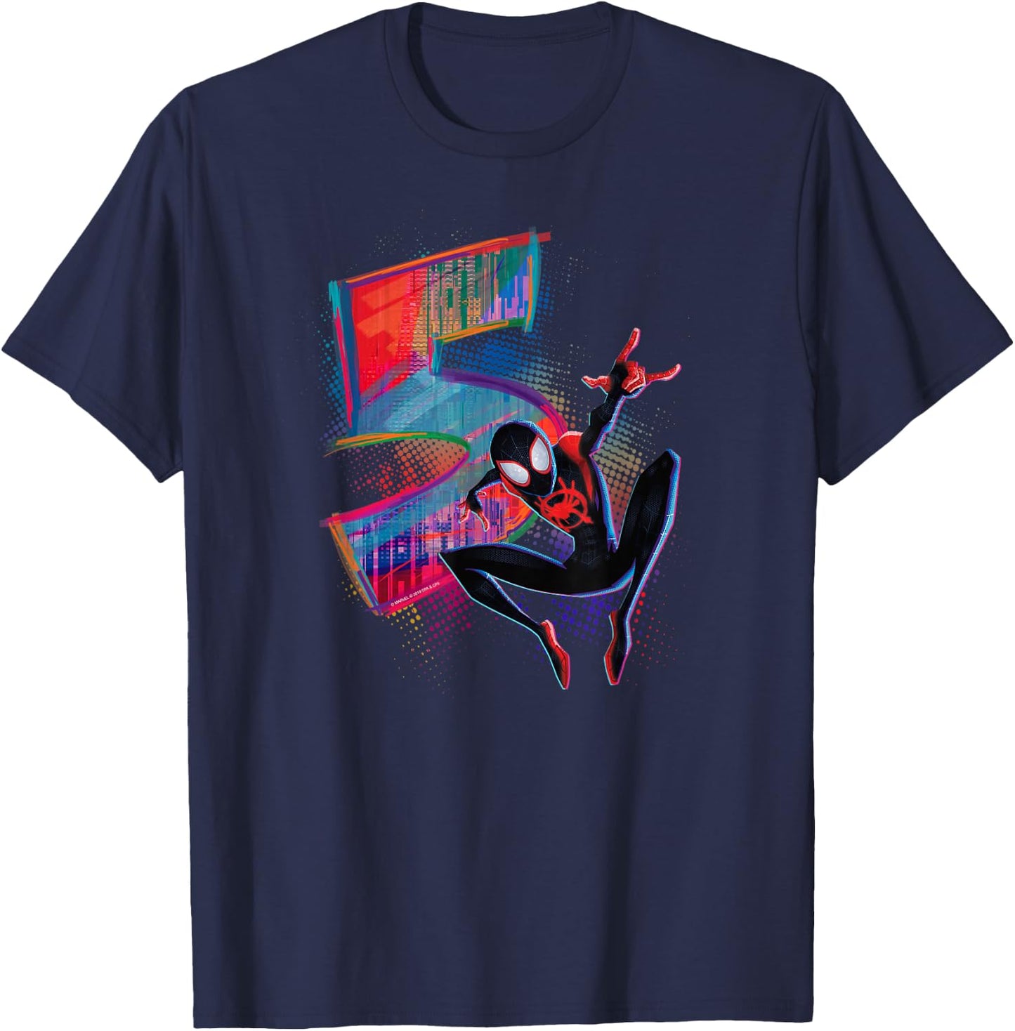 Marvel Spider-Man Miles Morales 5th Birthday Graphic T-Shirt - T-Shirt | Navy