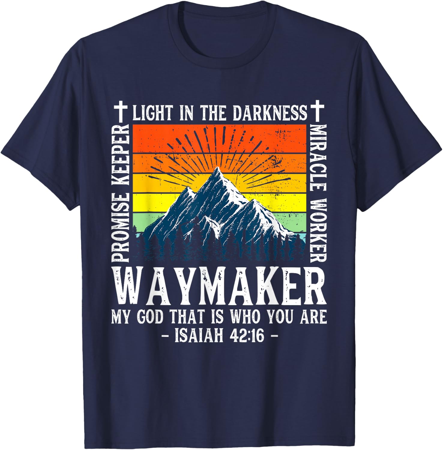Waymaker Miracle Worker Promise Keeper Shirt Christian T-Shirt - T-Shirt | Navy