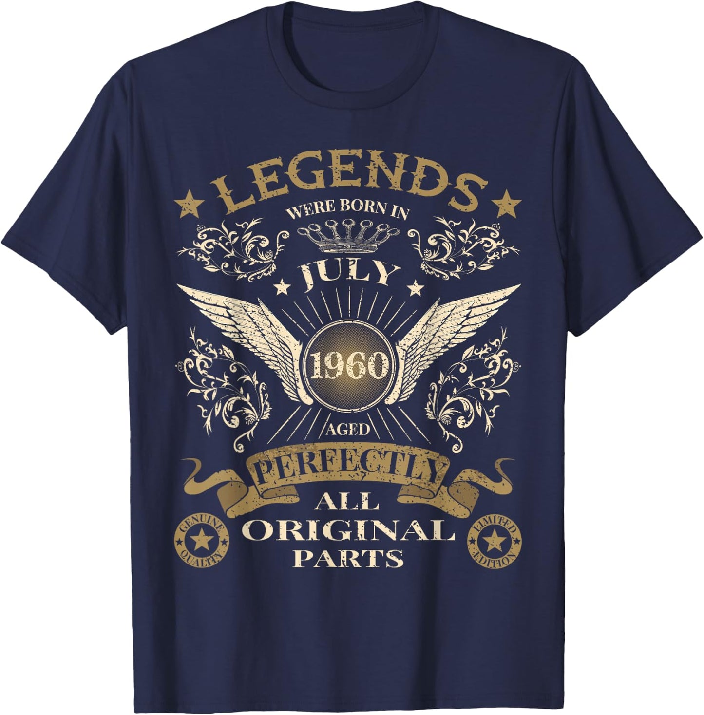 60th Birthday Legends were born in July 1960 Vintage T-Shirt - T-Shirt | Navy