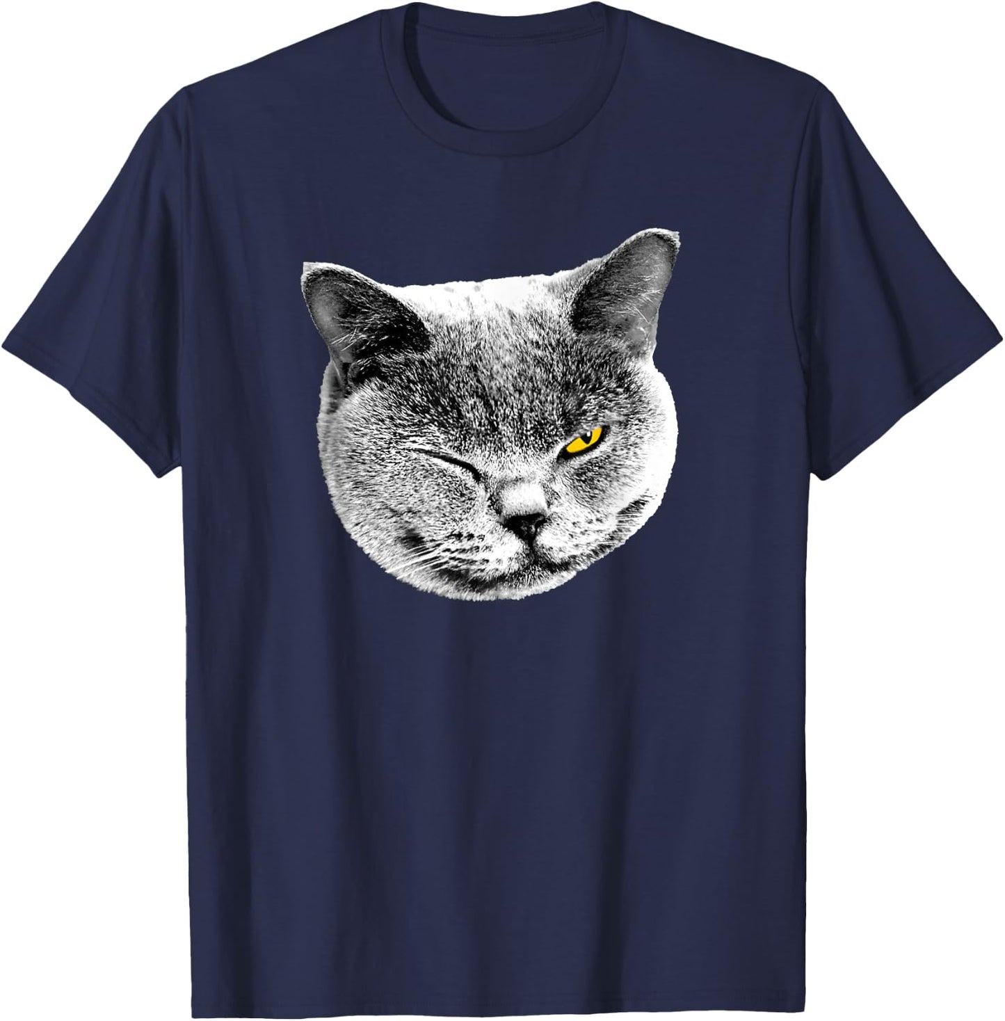BRITISH BLUE SHORTHAIR CAT - SMILE & WINK Men Women Kids T-Shirt - T-Shirt | Navy