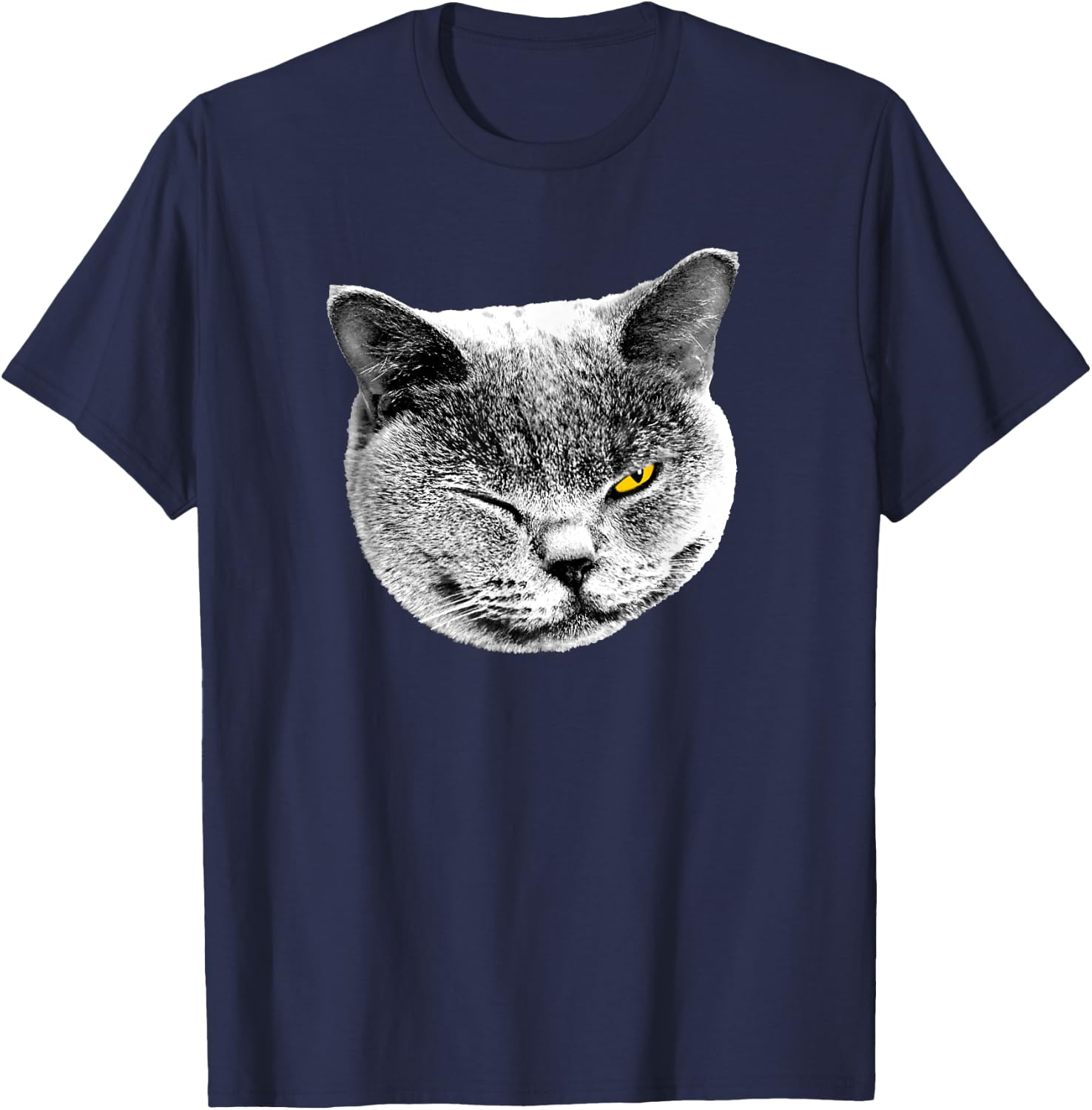 BRITISH BLUE SHORTHAIR CAT - SMILE & WINK Men Women Kids T-Shirt - T-Shirt | Navy