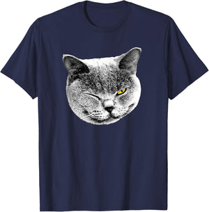BRITISH BLUE SHORTHAIR CAT - SMILE & WINK Men Women Kids T-Shirt - T-Shirt | Navy