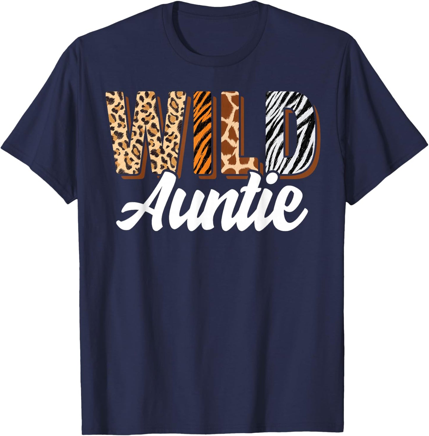 Wild Auntie Zoo Born Two be Wild B-day Safari Jungle Animal T-Shirt - T-Shirt | Navy