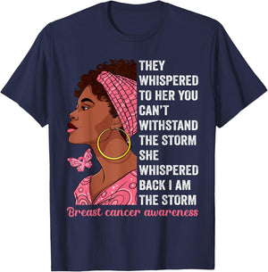 African American Breast Cancer Awareness Afro Black Women T-Shirt - T-Shirt | Navy