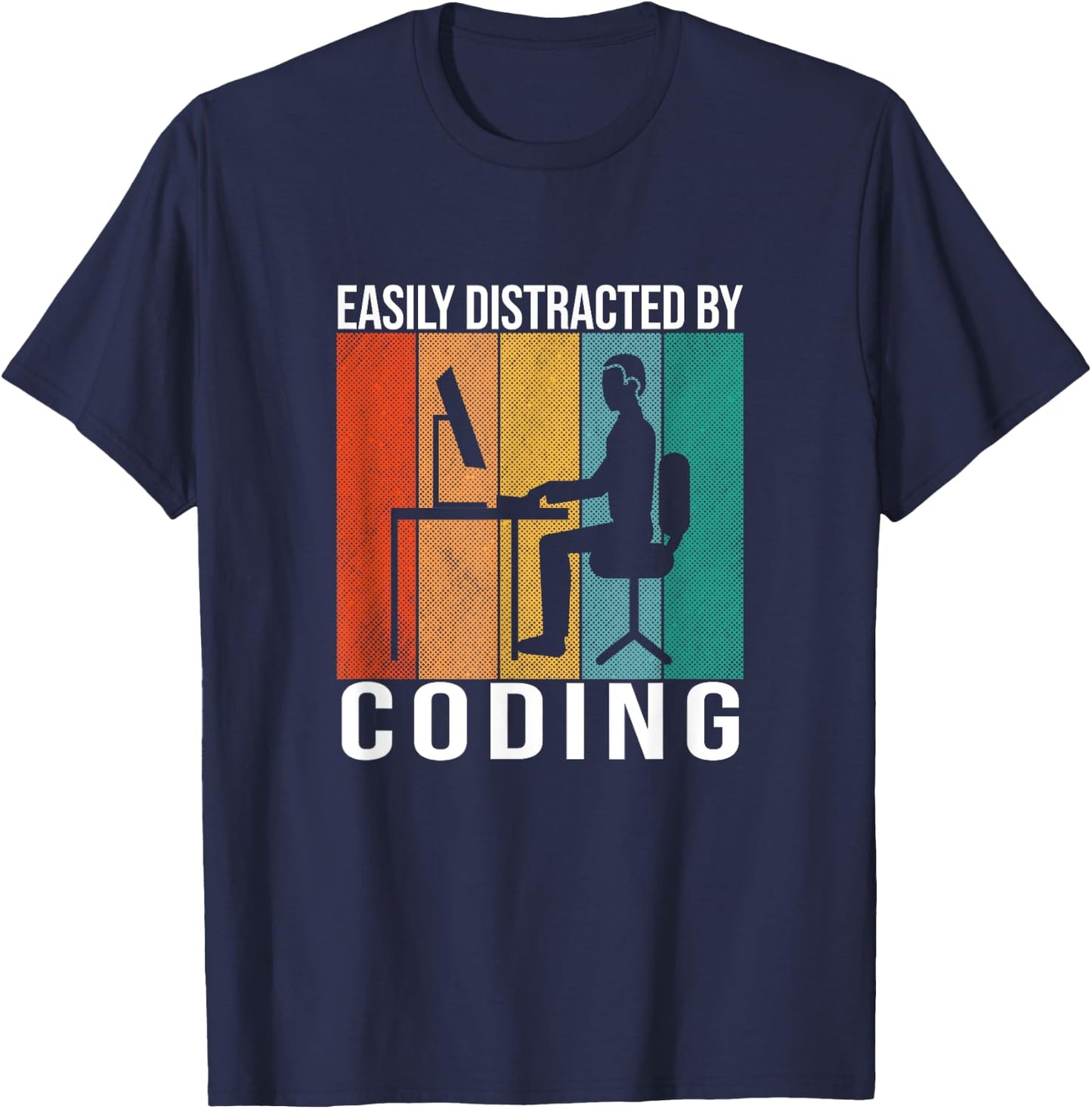 Coding Retro Code Vintage Programmer Developer Funny Coder T-Shirt - T-Shirt | Navy