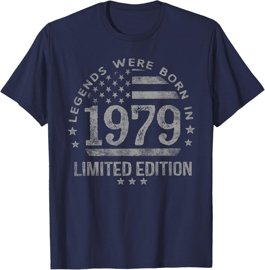 Legends were Born in 1979 USA Flag T-Shirt - T-Shirt | Navy