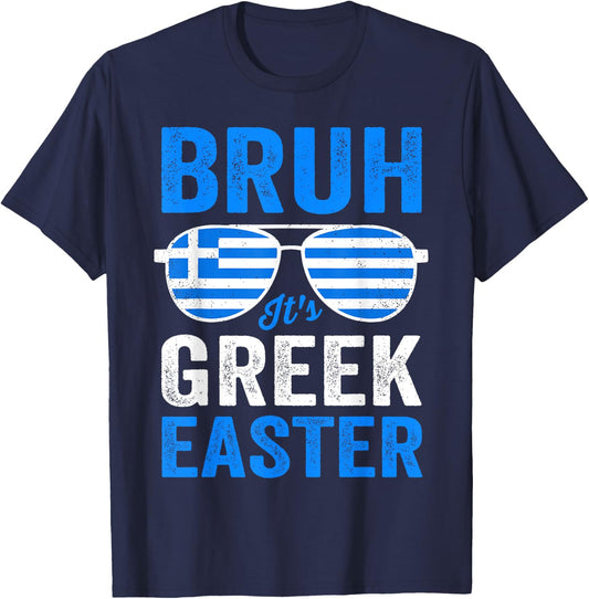 Bruh It's Greek Easter Funny Retro Greek Easter Boys Toddler T-Shirt - T-Shirt | Navy