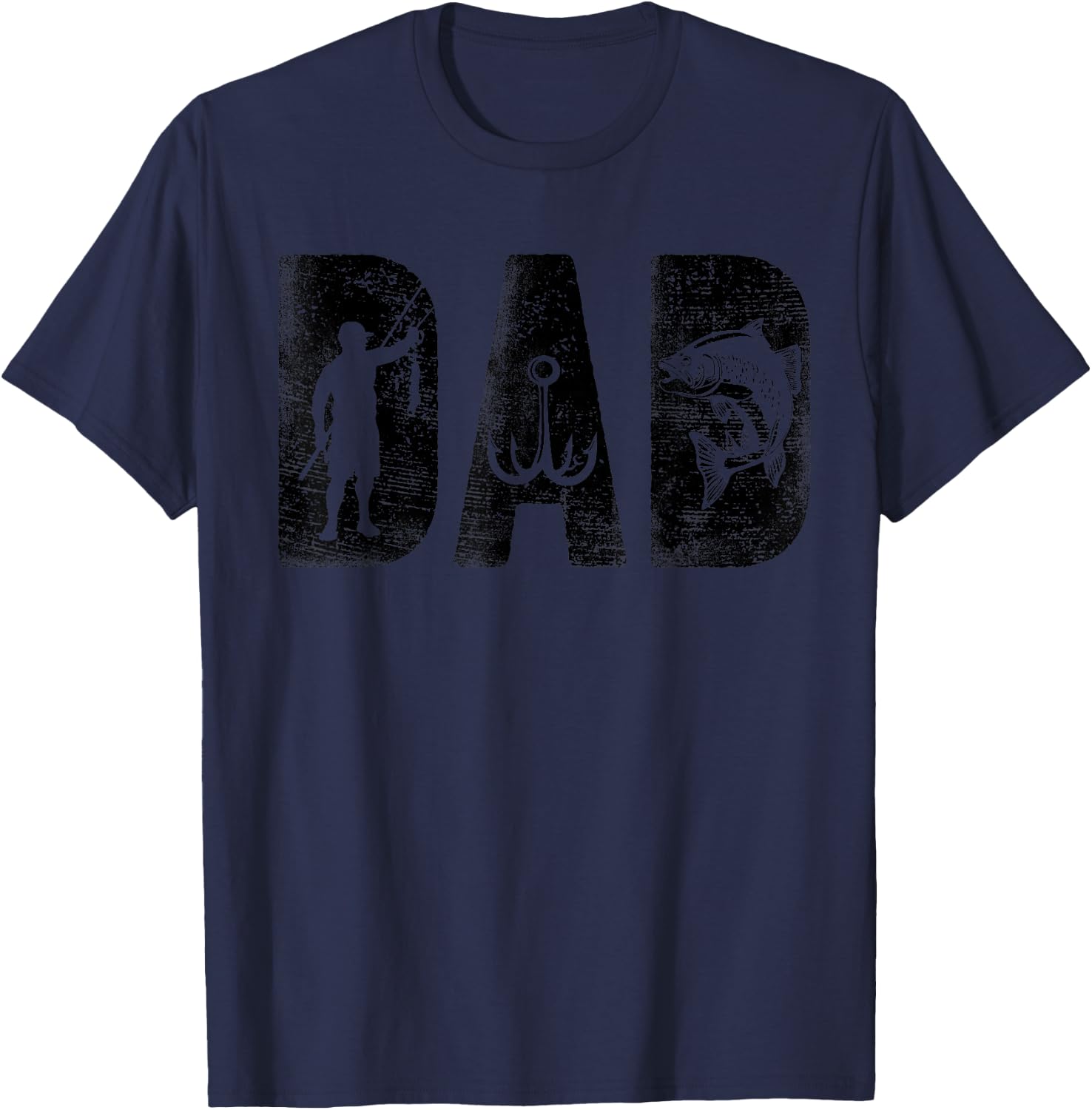 Fishing Dad Birthday Classic Bold Font Fish Daddy T-Shirt - T-Shirt | Navy