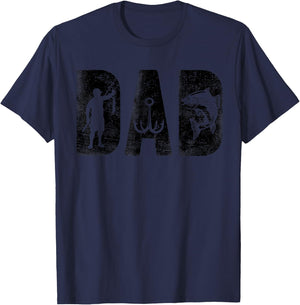Fishing Dad Birthday Classic Bold Font Fish Daddy T-Shirt - T-Shirt | Navy