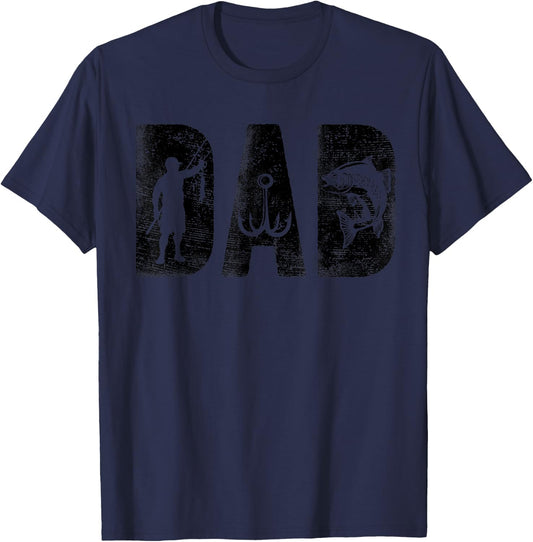Fishing Dad Birthday Classic Bold Font Fish Daddy T-Shirt - T-Shirt | Navy