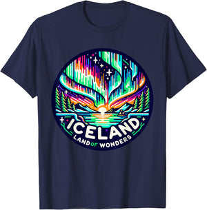 Iceland Northern Lights Aurora Borealis T-Shirt - T-Shirt | Navy