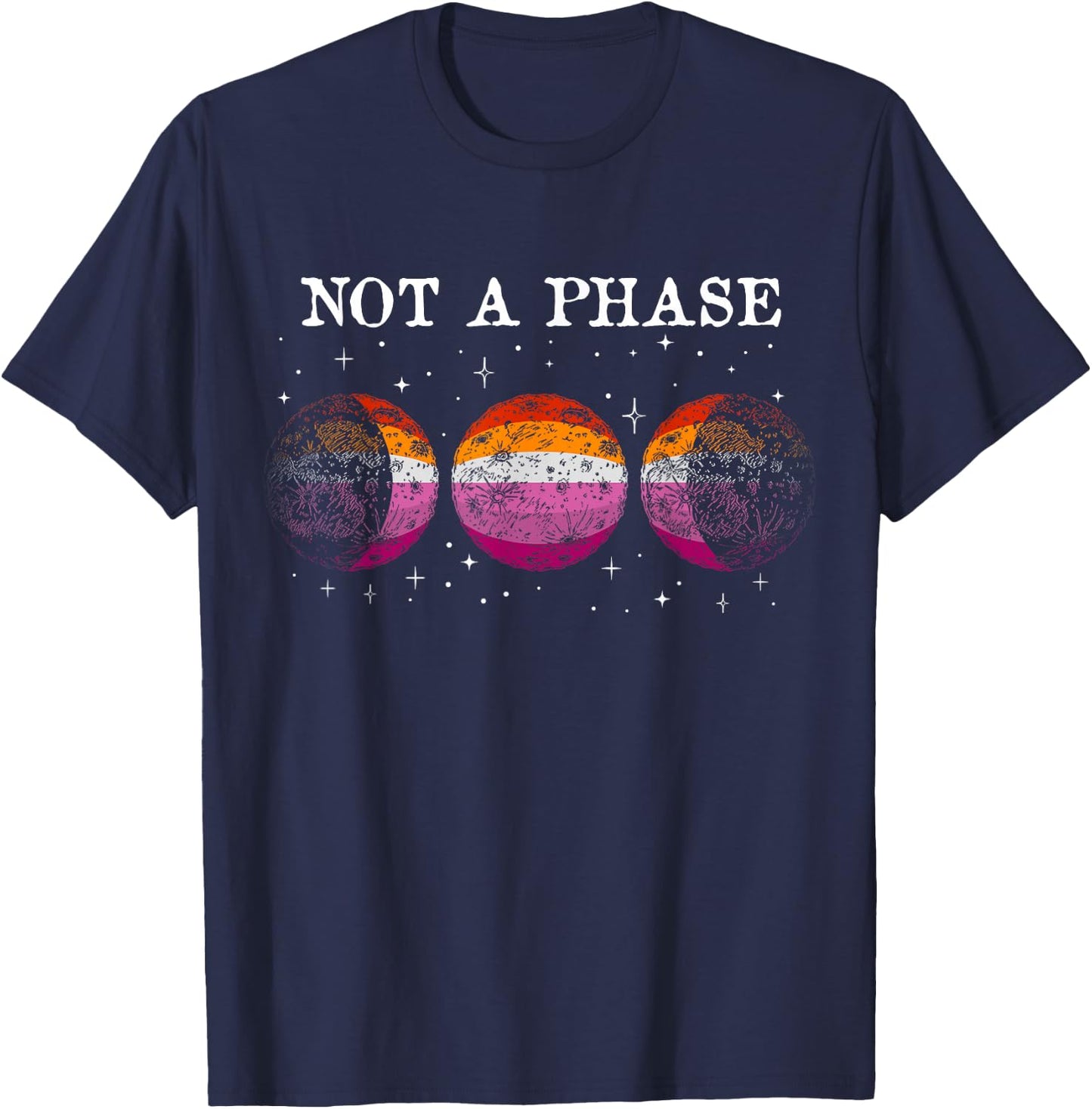 Funny Lesbian Pride Flag Not A Phase T-Shirt - T-Shirt | Navy