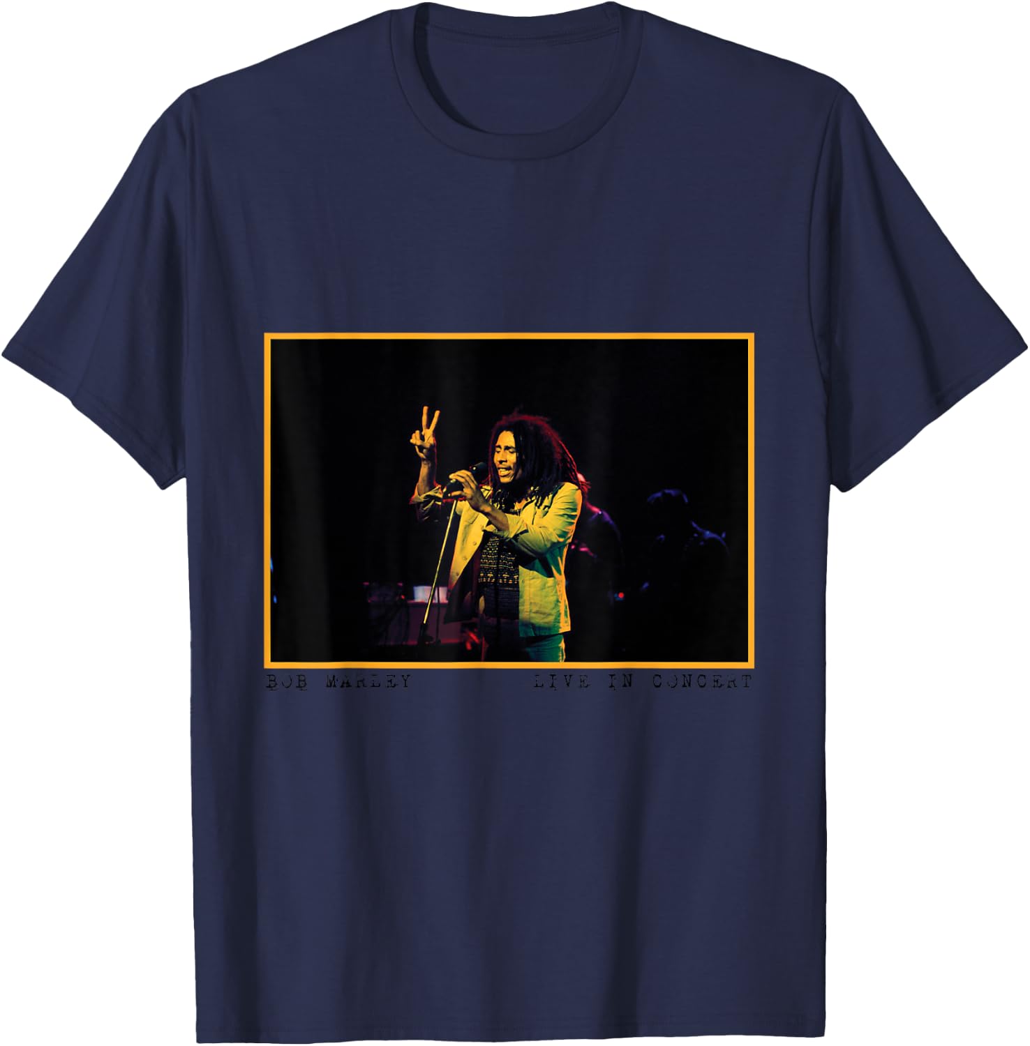 Bob Marley x David Burnett Live in Concert Photo T-Shirt - T-Shirt | Navy