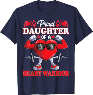 Proud Daughter of a Heart Warrior CHD Awareness T-Shirt - T-Shirt | Navy