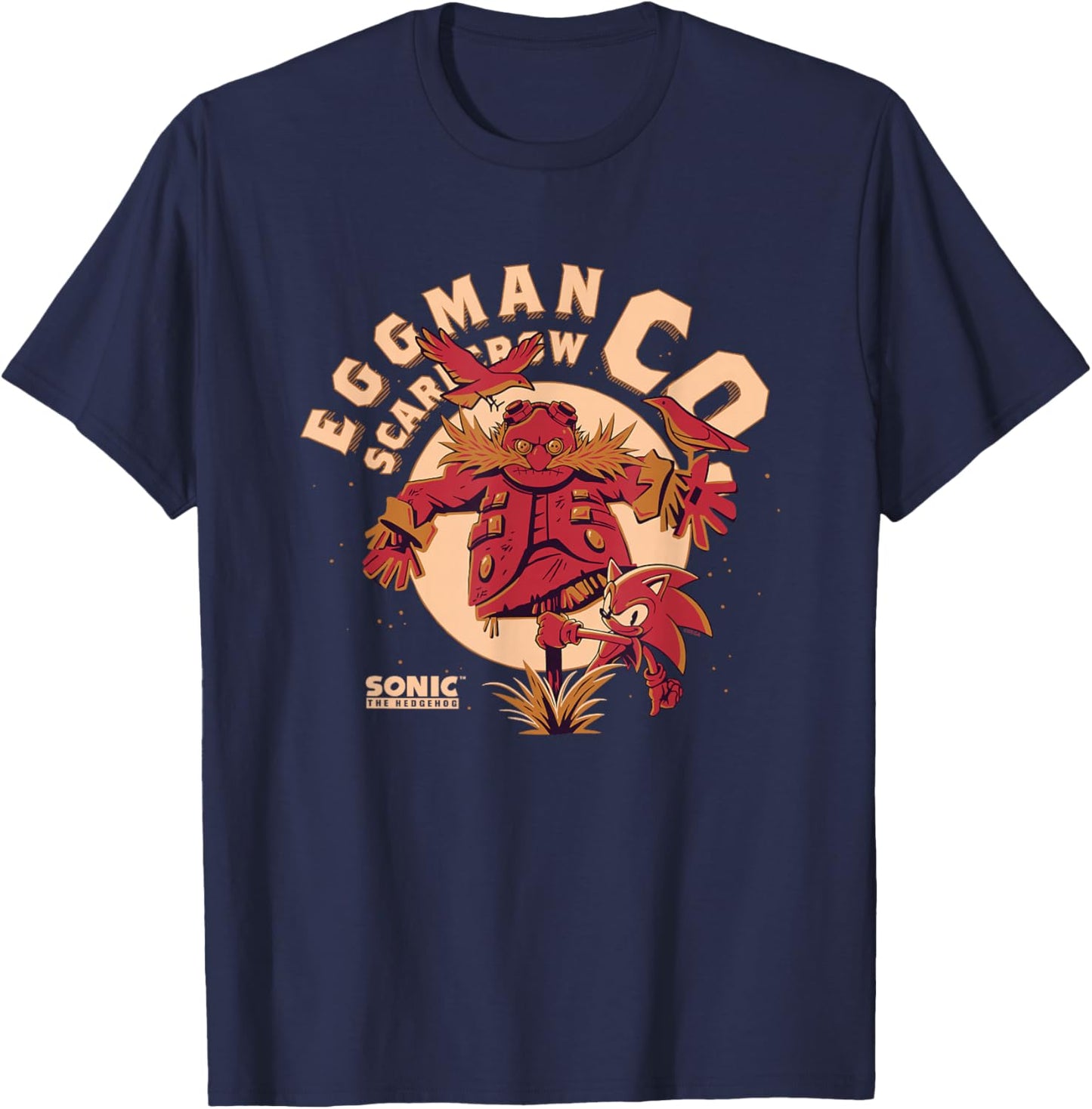 Sonic The Hedgehog Halloween Eggman Scarecrow Co. Vintage T-Shirt - T-Shirt | Navy