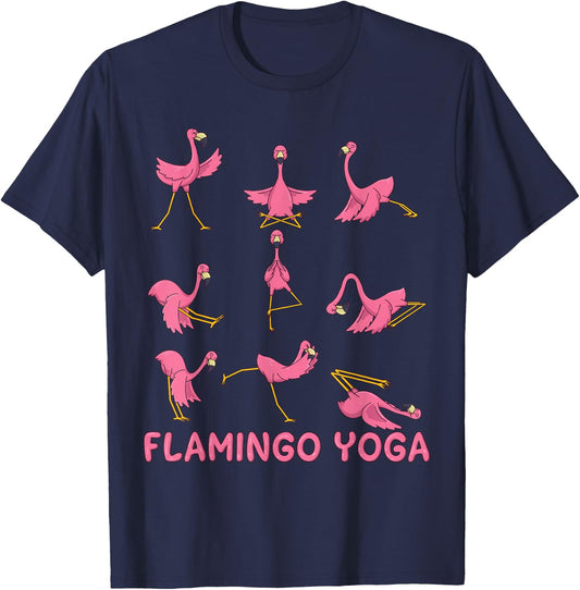 Funny Yoga Shirt Flamingo Yoga Meditation Spiritual Zen T-Shirt - T-Shirt | Navy