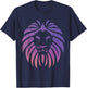 Lion Face Head Mane Gradient Pink and Purple Cat T-Shirt - T-Shirt | Navy