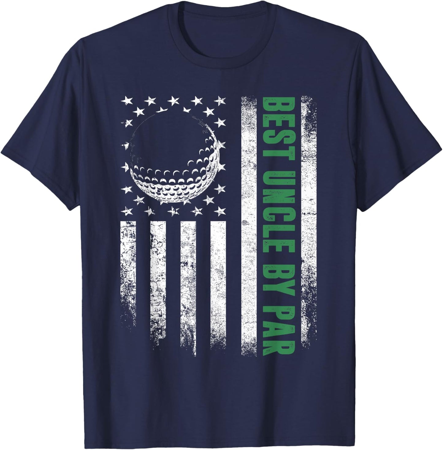 Golf Lover Retro USA American Flag Best Uncle By Par T-Shirt - T-Shirt | Navy