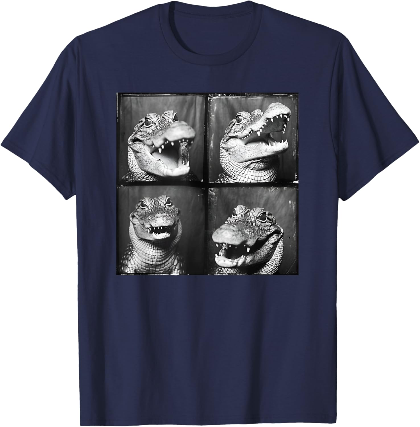 Crocodile Lover Photostrip Quirky Alligator Funny Animal T-Shirt - T-Shirt | Navy