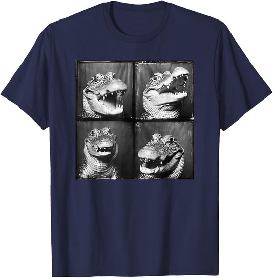 Crocodile Lover Photostrip Quirky Alligator Funny Animal T-Shirt - T-Shirt | Navy