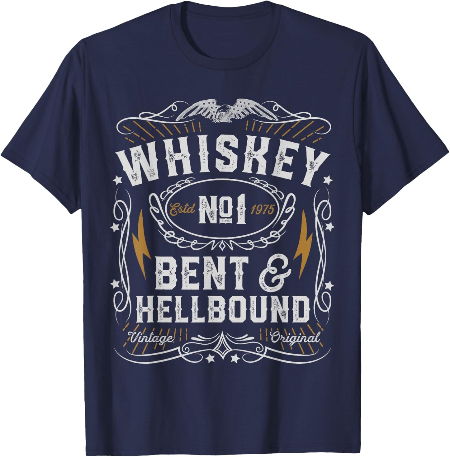 Whiskey Bent And Hellbound Country Music Biker Bourbon Gift T-Shirt - T-Shirt | Navy