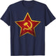 Soviet CCCP Red Star Sickle Hammer Symbol Emblem Distressed T-Shirt - T-Shirt | Navy