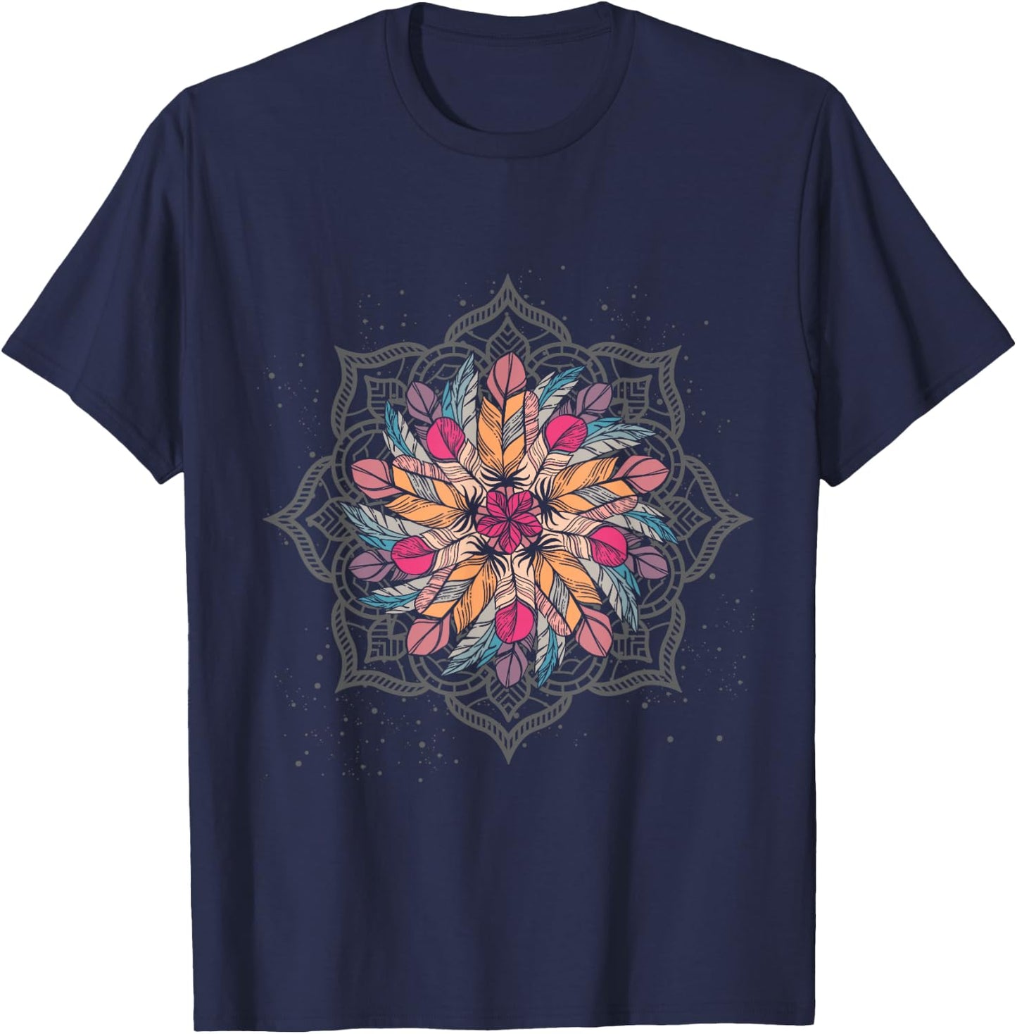 Colorful Women Girls Kids Gifts Mandala T-Shirt - T-Shirt | Navy