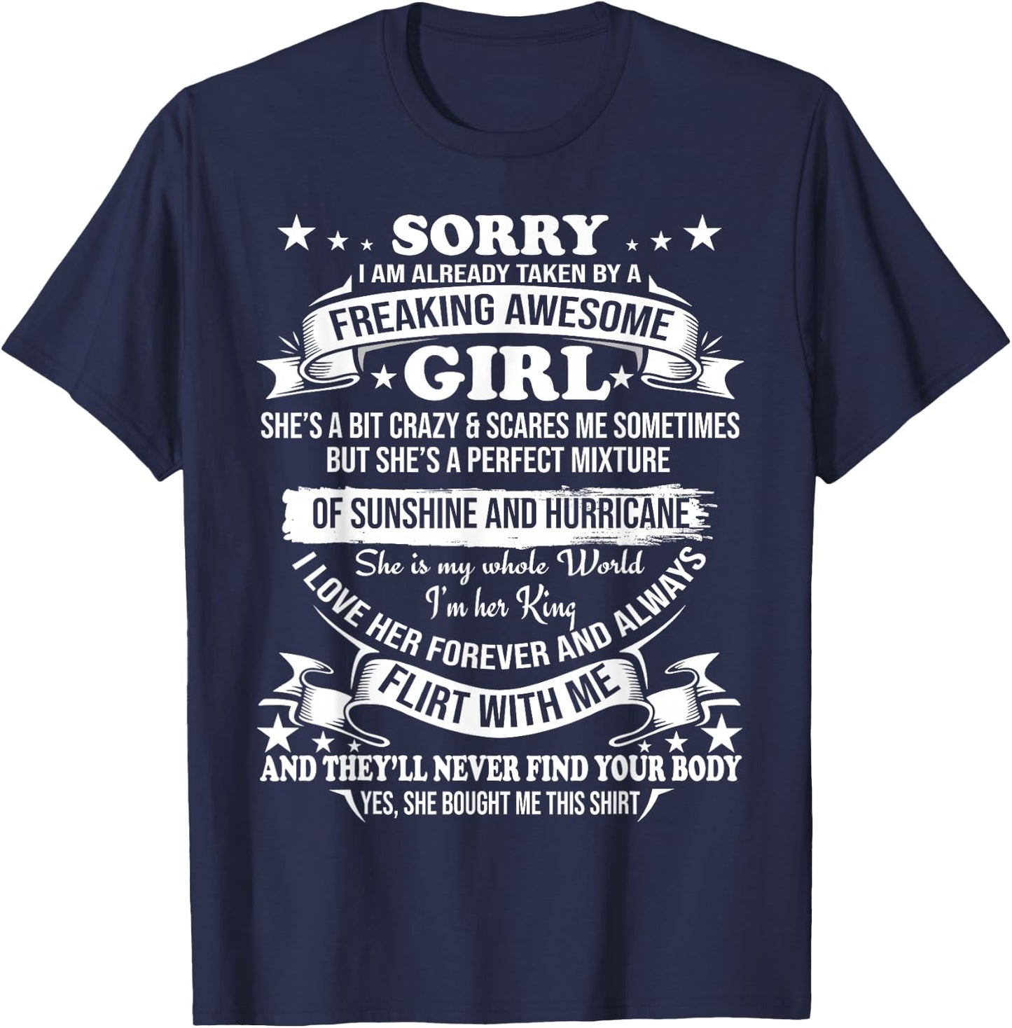 Sorry I am Already Taken by Awesome Girl Shirt Valentine Day T-Shirt - T-Shirt | Navy