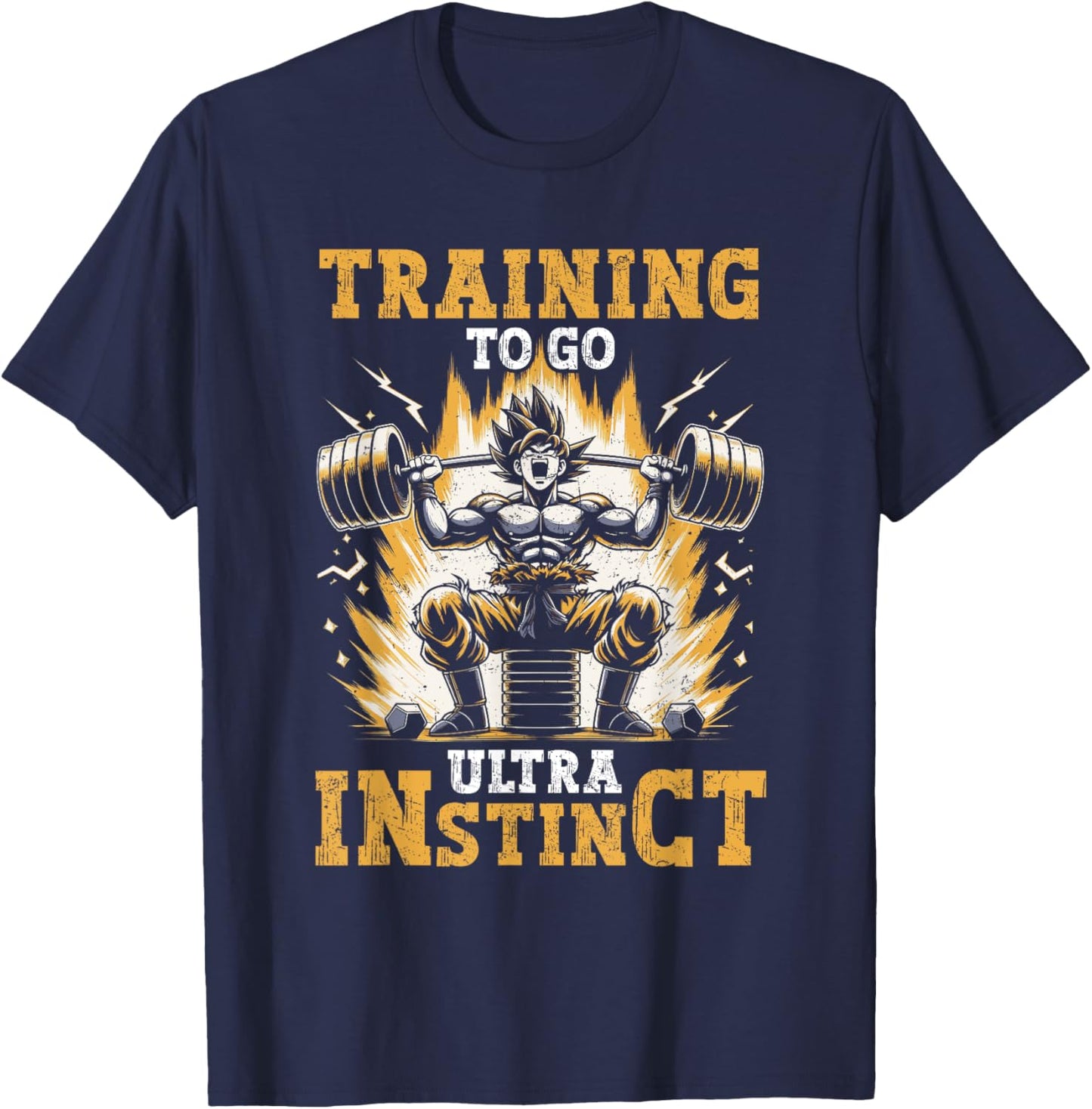 Training To Go Ultra Instinct Gym Weightlifting Distressed T-Shirt - T-Shirt | Navy