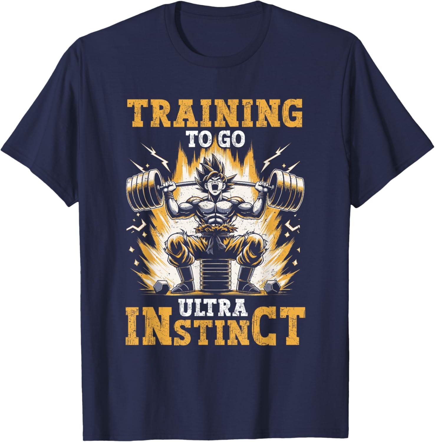 Training To Go Ultra Instinct Gym Weightlifting Distressed T-Shirt - T-Shirt | Navy