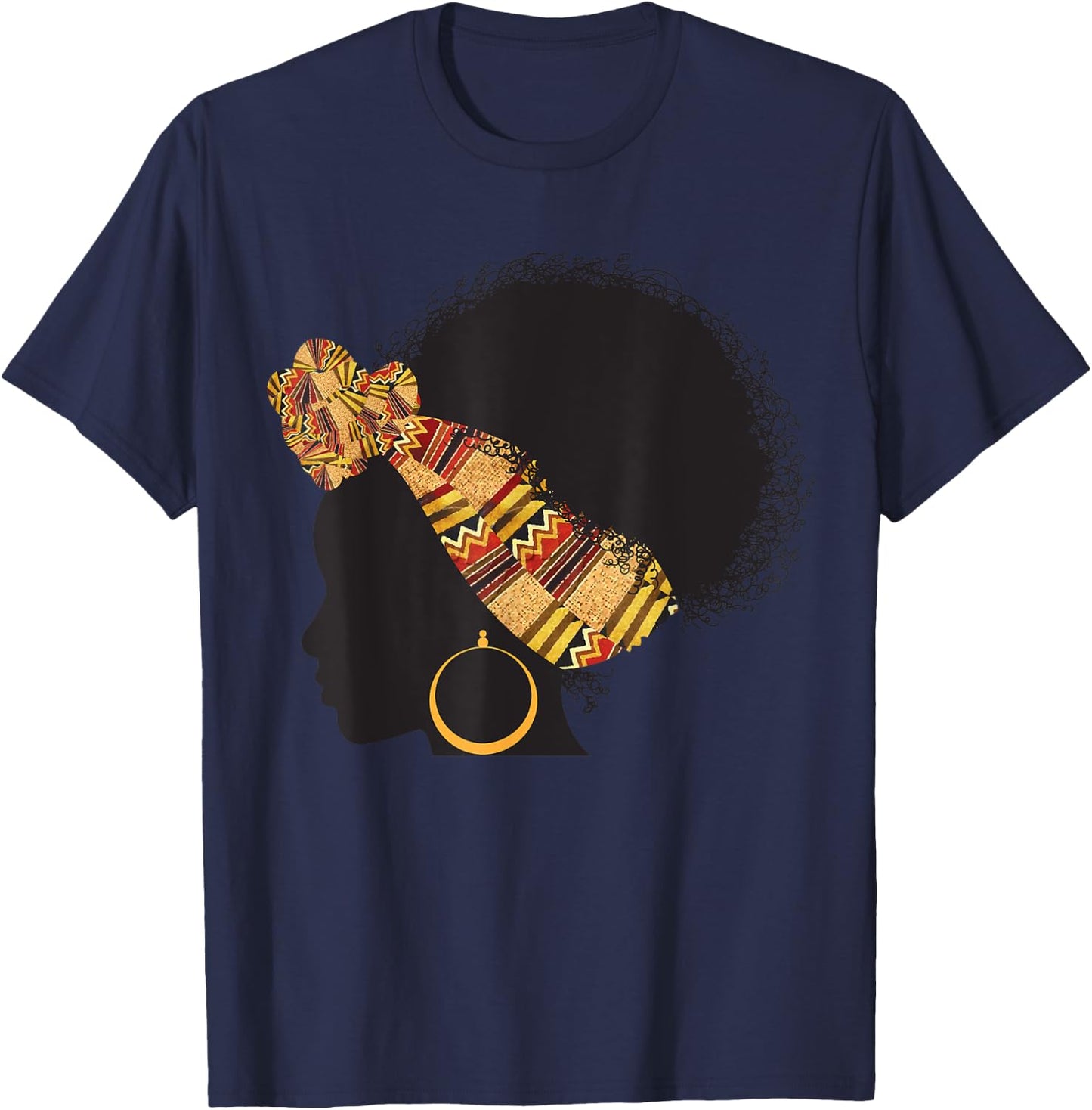 Funny Kente Cloth Head Wrap Gift African American Women T-Shirt - T-Shirt | Navy