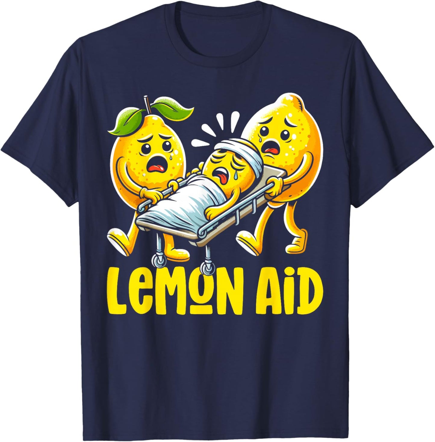 Lemon Aid Funny Lemonade Pun Summer Fruit Lemon Juice Lover T-Shirt - T-Shirt | Navy