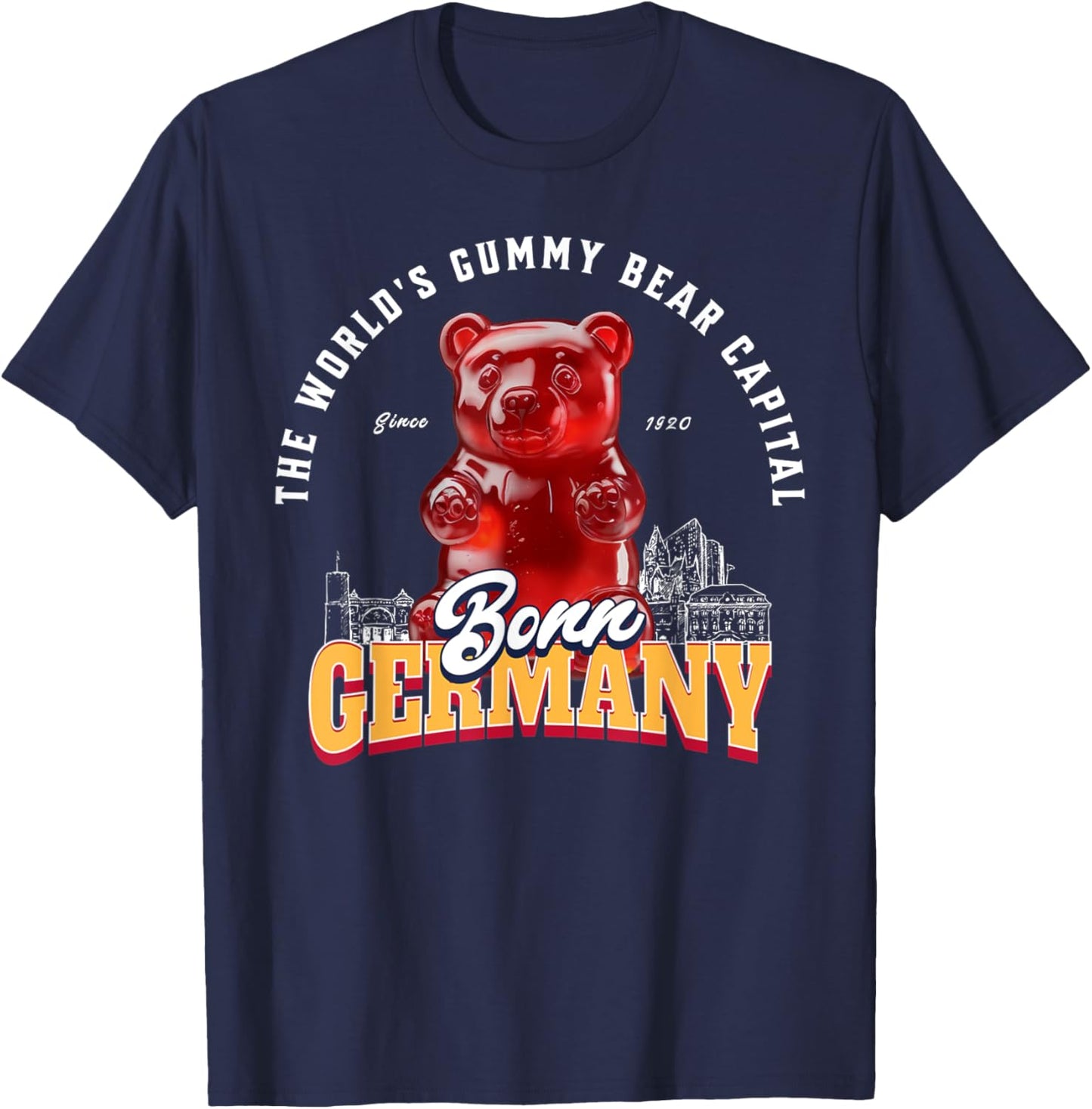 Bonn Germany World's Gummy Bear Capital Since 1920 Candy T-Shirt - T-Shirt | Navy