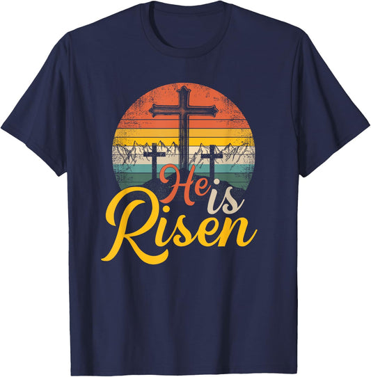 He Is Risen - Christian Easter Jesus T-Shirt - T-Shirt | Navy