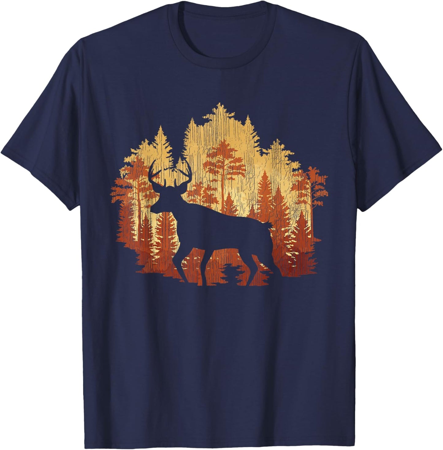 Nature Trees Wildlife Forest Animal Lover Outdoor Deer T-Shirt - T-Shirt | Navy