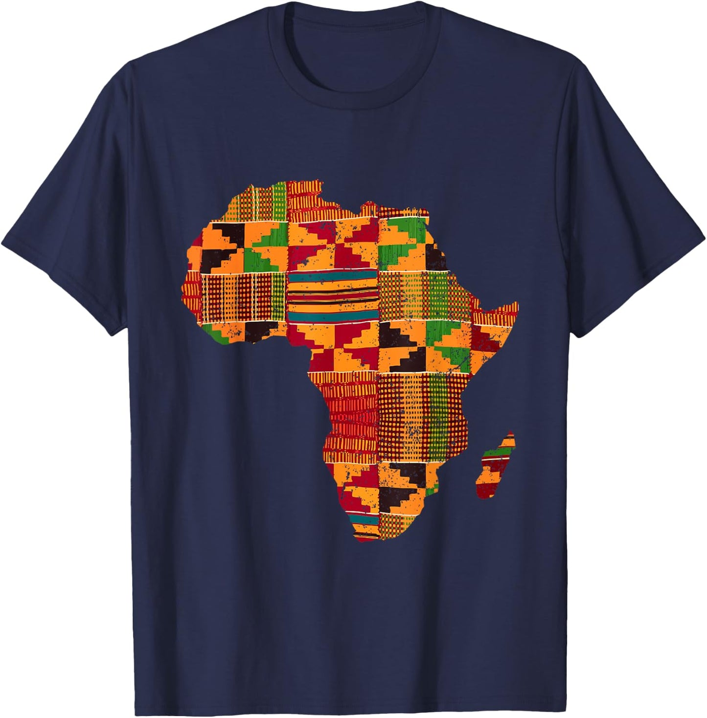 Cool Africa Map Kente Cloth Gift Women African Lover T-Shirt - T-Shirt | Navy