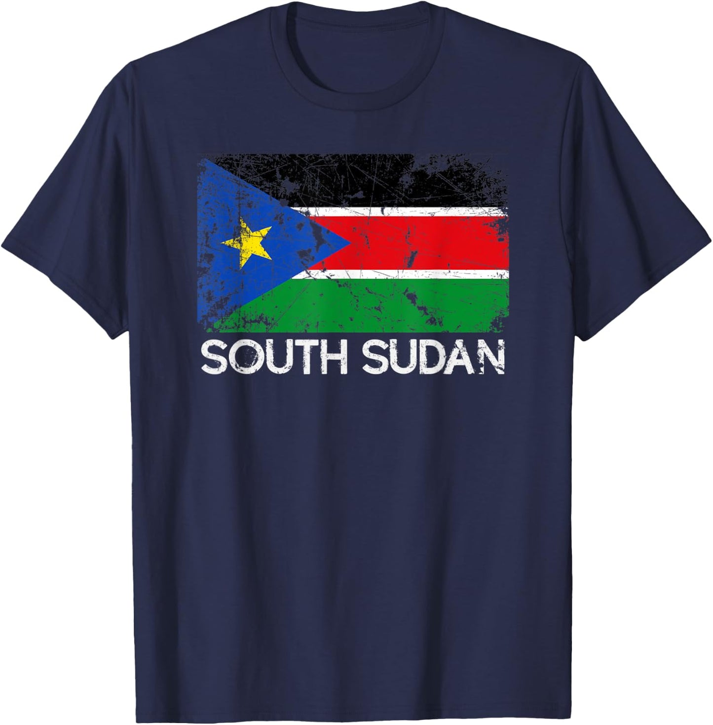 South Sudanese Flag | Vintage Made In South Sudan Gift T-Shirt - T-Shirt | Navy
