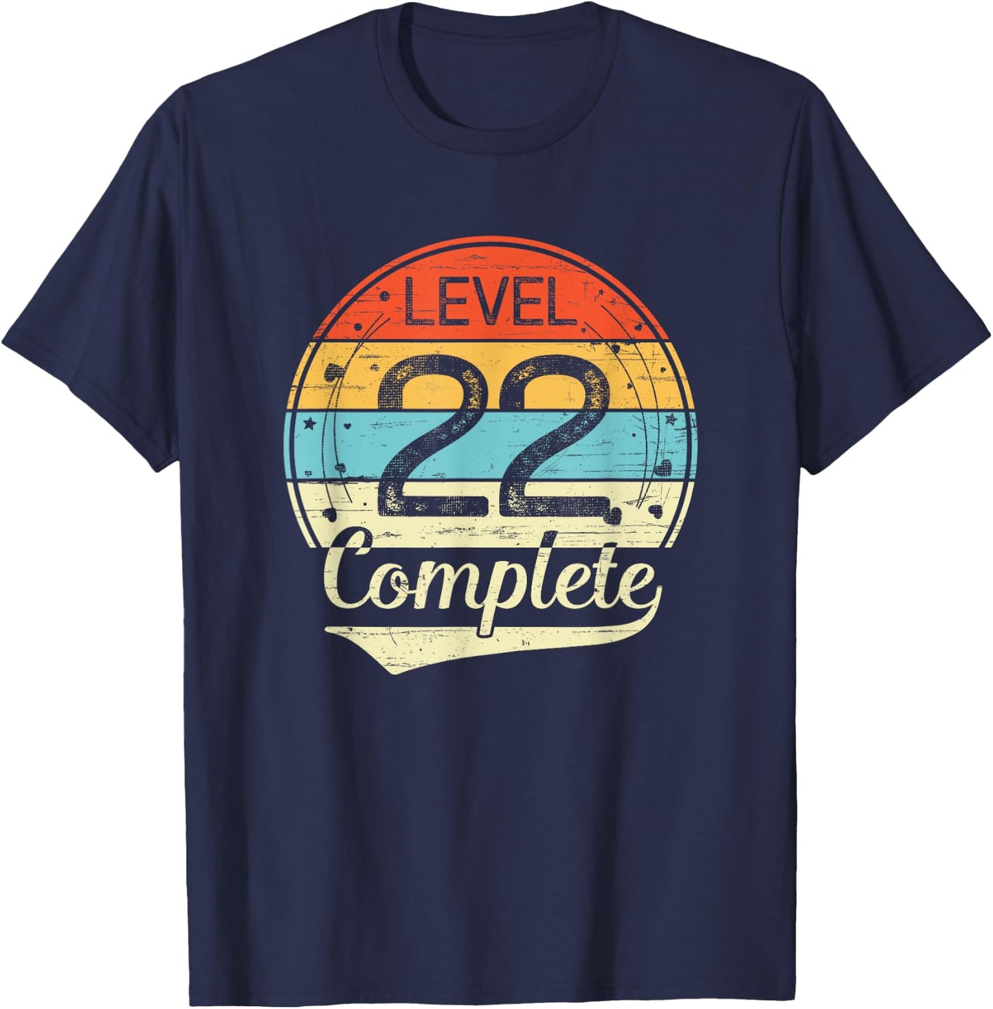 Level 22 Complete Retro 22nd Wedding Anniversary T-Shirt - T-Shirt | Navy